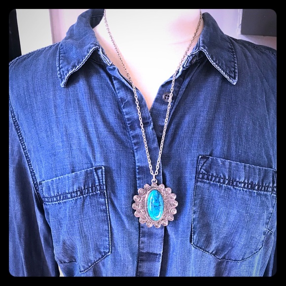 Vintage turquoise pendant necklace - Picture 2 of 3